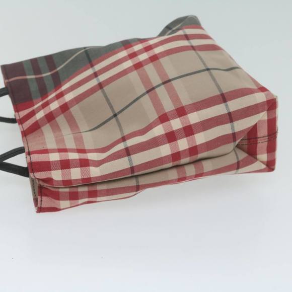 BURBERRY Nova Check Hand Bag Canvas Red Beige Auth bs11653 - Picture 4 of 16